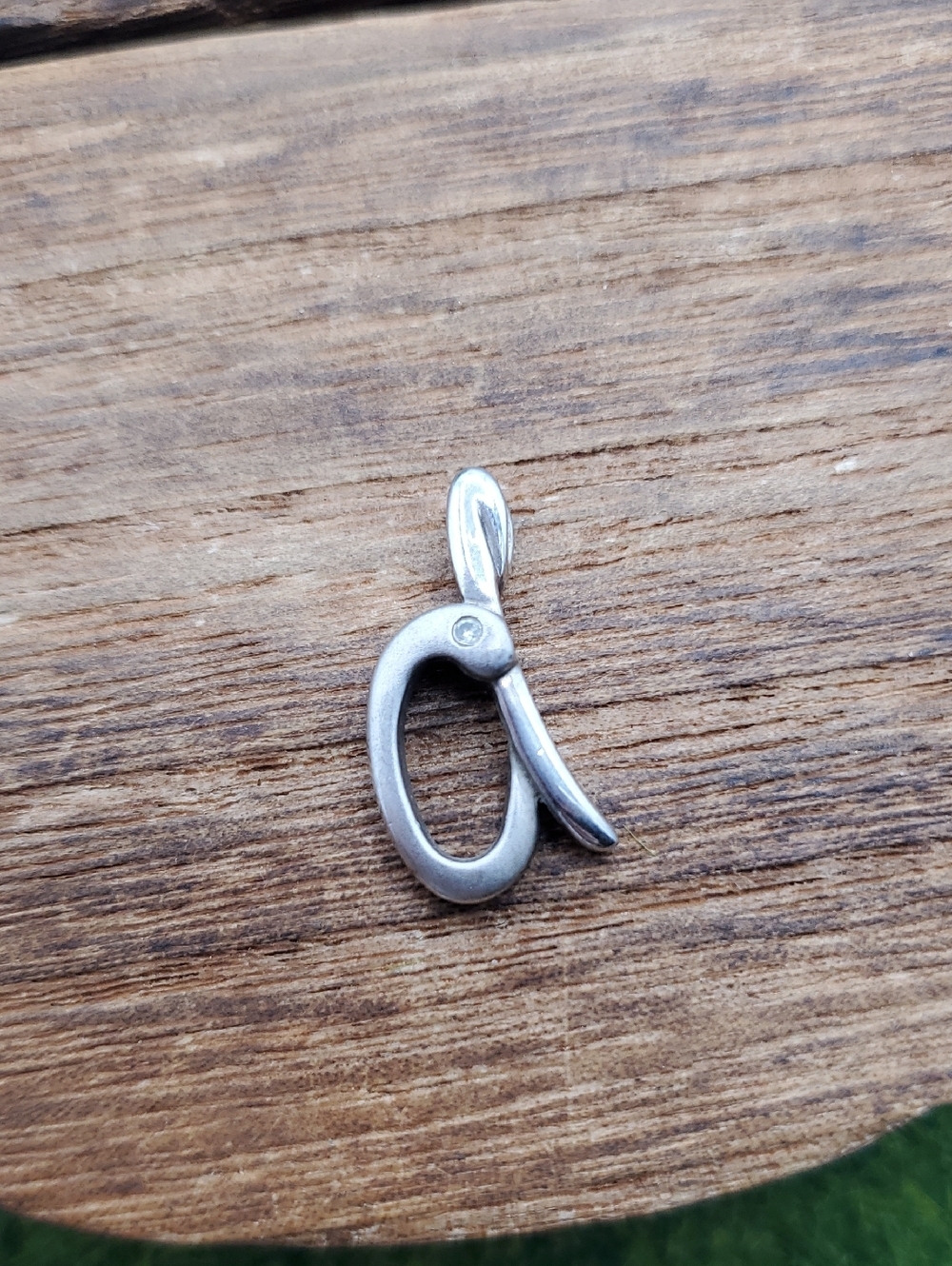Authentic Diamond Solid Sterling Silver 2.18 Gram Pendant Initial D P412